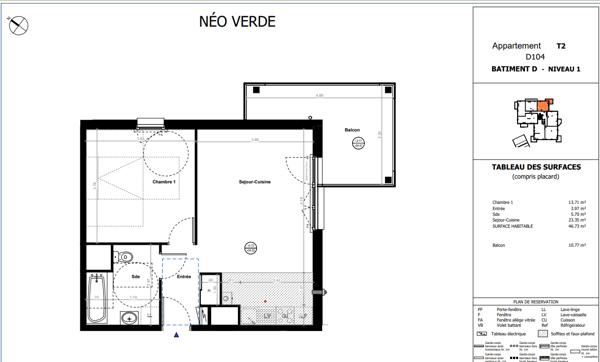 T2 de 46 m2 a vendre - Orvault cholière - L'Agence Locale