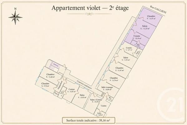 Appartement F2 à vendre  2 pièces - 38,16 m 2   BEAULIEU SUR MER  - 06