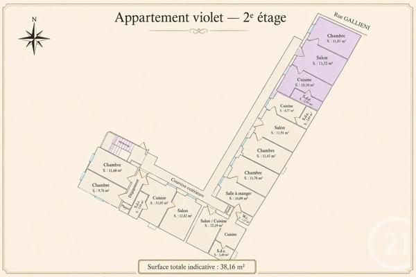 Appartement F2 à vendre  2 pièces - 38,16 m 2   BEAULIEU SUR MER  - 06