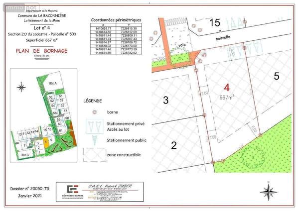 Terrain à Batir à vendre à La Baconnière en Mayenne (53240), ref : 53047/9