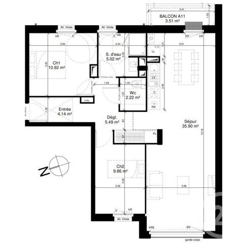 Appartement F3 à vendre  3 pièces - 73,56 m2 DOUVRES LA DELIVRANDE - 14