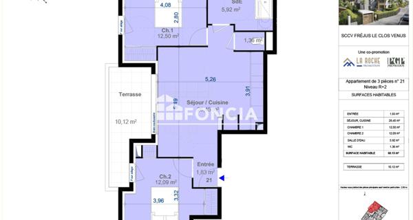 À vendre Appartement 3 pièces 60 m² - Fréjus 83600