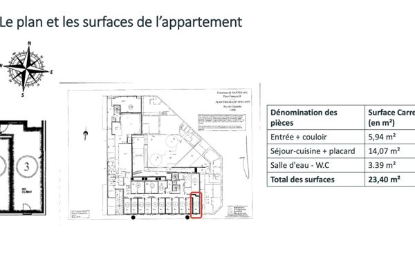 Appartement à vendre    1 pièce • 23,40 m2 Nantes