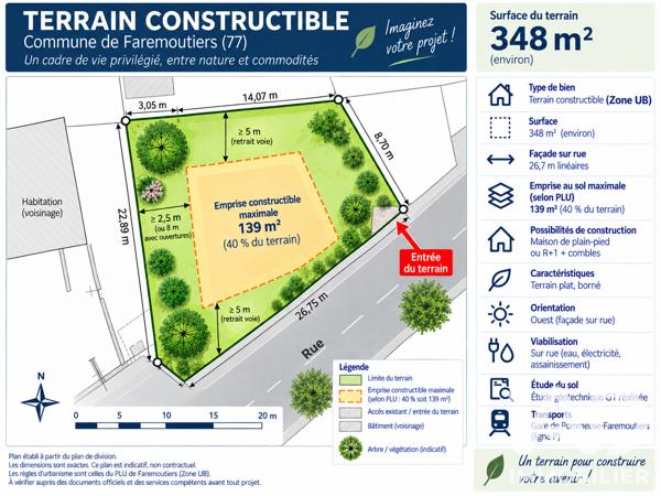 Terrain à vendre 348 m² Faremoutiers