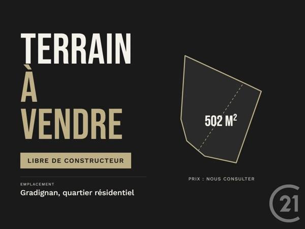 Terrain à vendre  502 m 2   GRADIGNAN  - 33