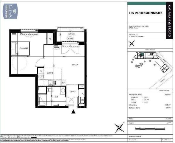 Appartement à louer 2 pièces 41.8m²