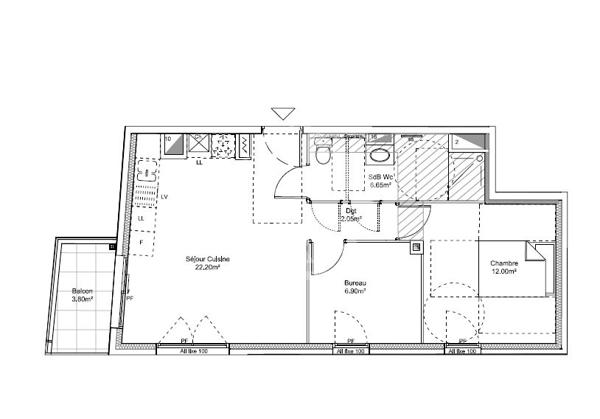 Appartement  T2 bis pièces à vendre à Villeurbanne - Quartier République Bellecombe