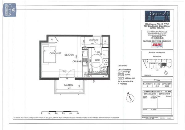 Appartement à louer 1 pièce 32.7m² Tours (37000)