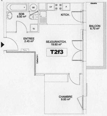 Appartement 2 pièces                                        - 44300 Nantes - La Beaujoire Réf : 11448