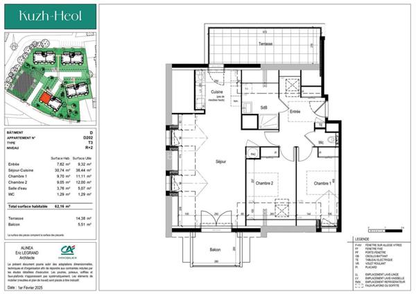ARZON Appartement 3 pièces 62 m²
