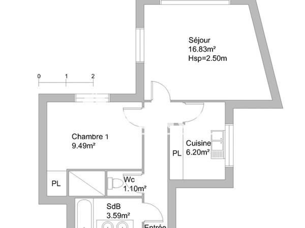 Location Appartement 2 pièces 44.11 m² - 2 AU 30 AVENUE RHIN ET DANUBE Grenoble 38100