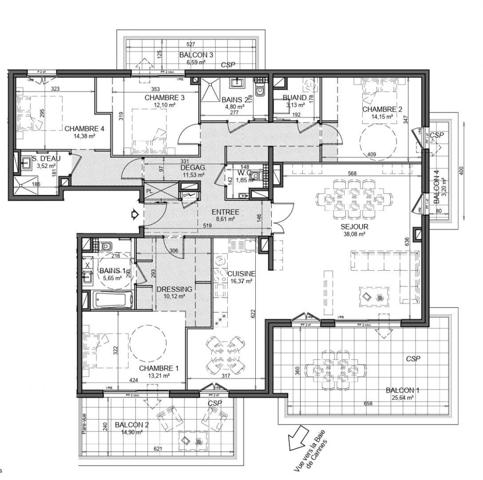 Appartement à vendre 5 pièces 157 m² Le Cannet