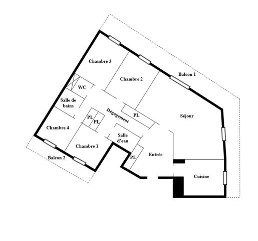 Appartement F5 à vendre  5 pièces - 107 m 2   PARIS  - 75013