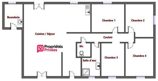 Maison de plain-pied 102 m² - 5 pièces - 4 chambres - dépendances - terrain 1630 m²