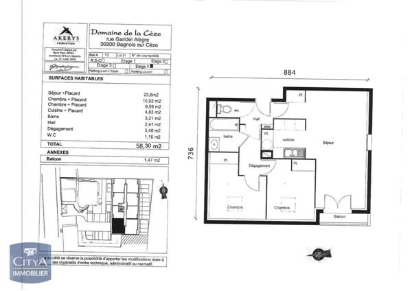 Appartement à louer 3 pièces 58.29m²