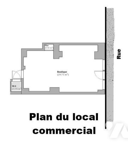 Sur la commune de PARIS (13ème arrondissement) Commerce de pied d'immeuble de 30 m²