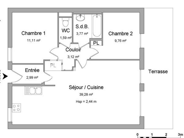 Location Appartement 3 pièces 71.62 m² - 25 ROUTE D'EMAGNY Pouilley Les Vignes 25115