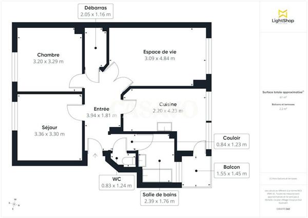 Vente Appartement 3 pièces de 61m² - 93200 Saint-Denis