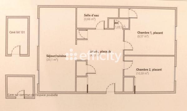 Appartement
         3 pièces
        - 49 m² Exclusivité 110 000 € *