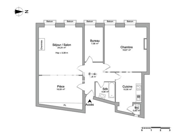 Location Appartement 3 pièces 89.58 m² - 30 RUE GASPARD PHILIPPE Bordeaux 33800