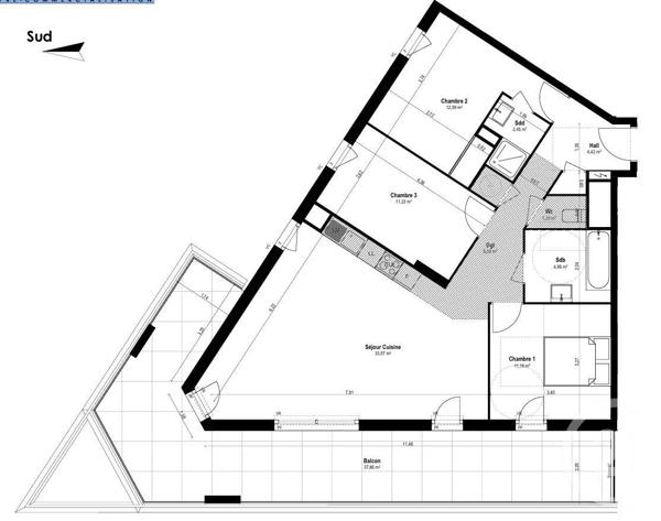 Appartement F3 à vendre  4 pièces - 88,01 m2 ST LAURENT DU VAR - 06