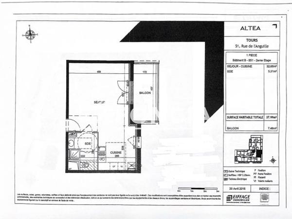Location Studio 37.99 m² - 53 RUE DE L'ANGUILLE Tours 37100