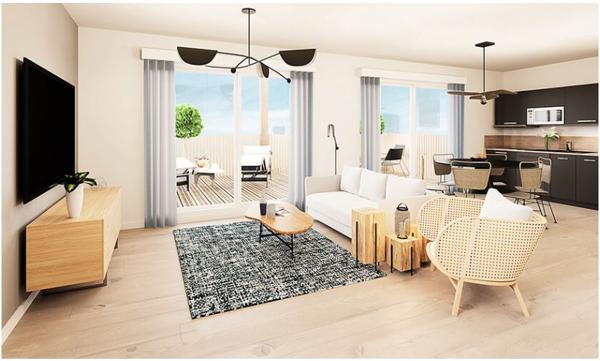 Appartement Orvault 3 pièce(s) 64.53 m2 balcon de 10m² expo sud