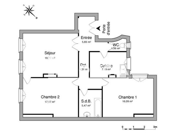 Location Appartement 3 pièces 77.9 m² - 91 RUE DU FAUBOURG SAINT MARTIN Paris 75010