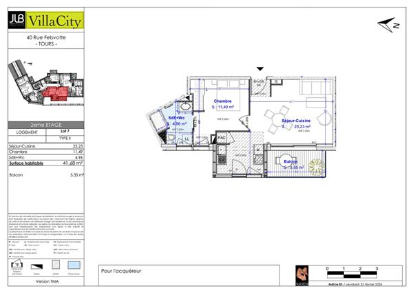 2 Pièces Febvotte - avec balcon - 41.68m2
