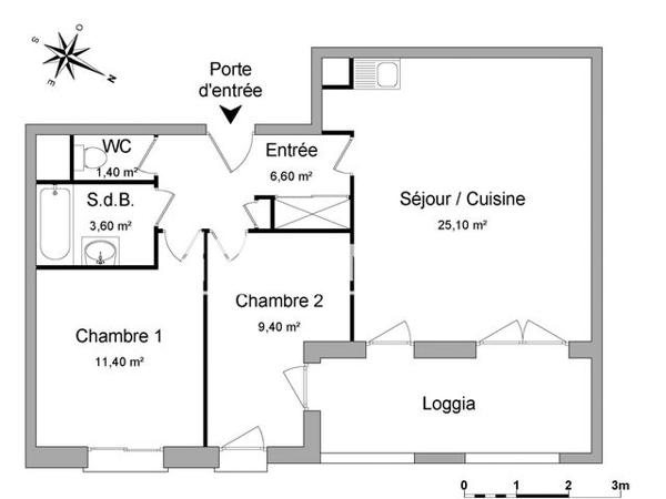 Location Appartement 3 pièces 57.5 m² - 97 BD DE PARIS Marseille 13002