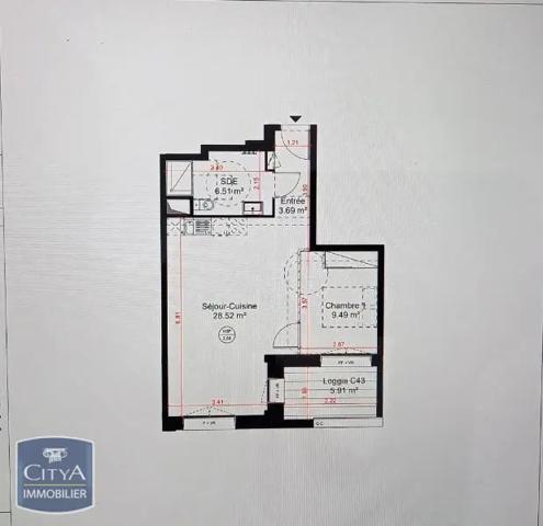 Appartement à louer 2 pièces 48.21m²