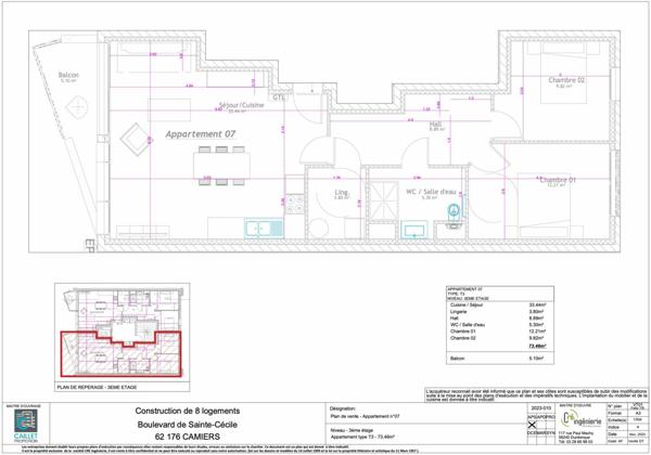 Appartement à vendre    3 pièces • 73,46 m2 Camiers