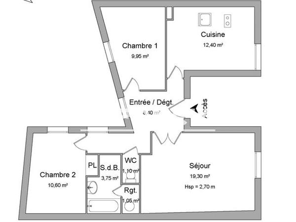 Location Appartement 3 pièces 67.1 m² - 39 RUE JULES LECESNE Le Havre 76600