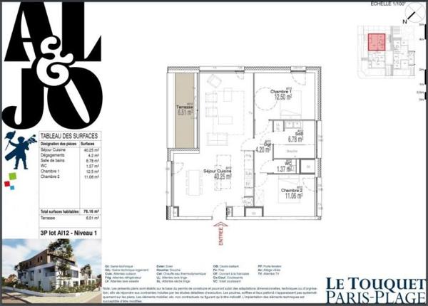 T3 Le Touquet-Paris-Plage 76 m²