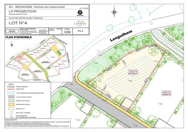 SEIGNOSSE BOURG - Terrain à bâtir de 735 m²