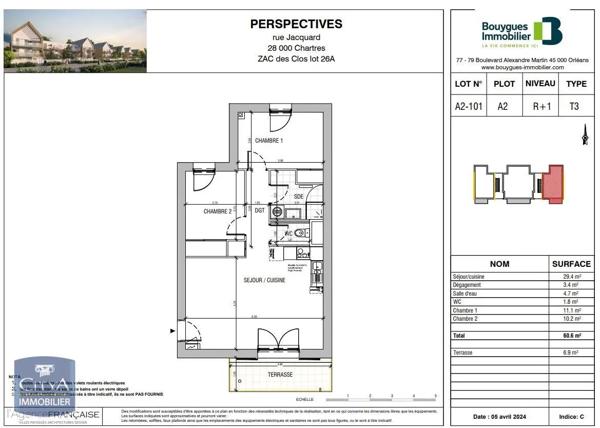 Appartement à louer 3 pièces 60.6m²