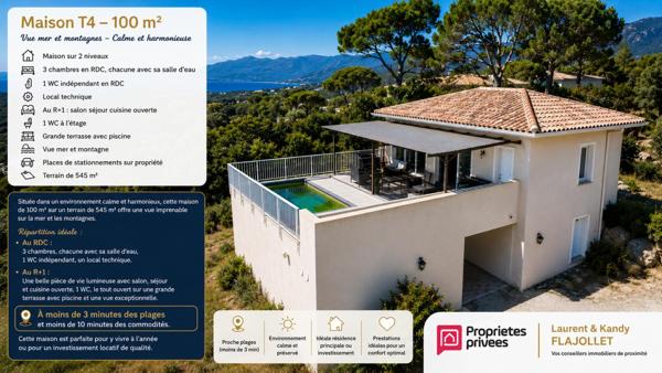 Villa T4 avec piscine VUE MER - LECCI (20137) - CORSE DU SUD - FRANCE