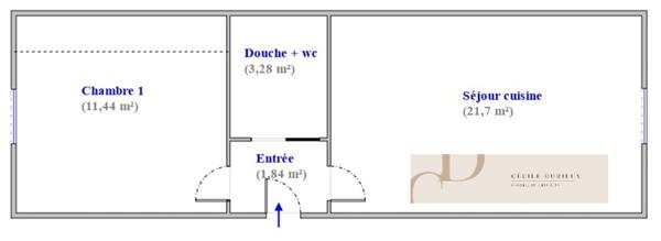 Appartement 2 pièces - 38 m² Exclusivité efficity