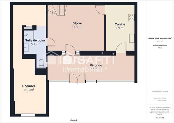 Bel appartement 4 piéces, jardin, véranda.