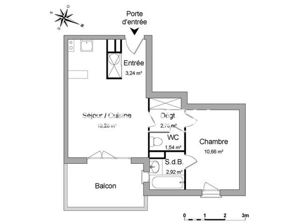 Location Appartement 2 pièces 40.4 m² - 340 ALLEE DE L'AMERIQUE LATINE Nimes 30900