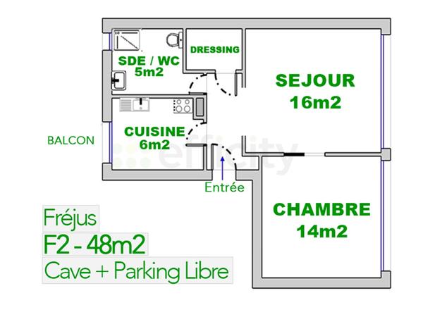 Appartement 2 pièces - 48 m²