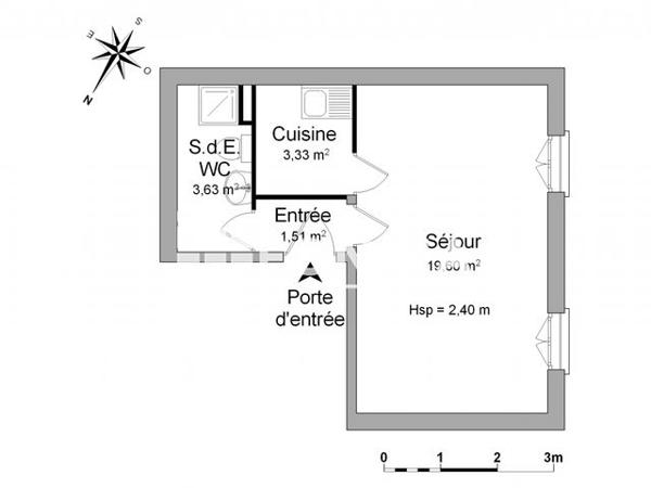 Location Studio 28.07 m² - 9 RUE DE CONFLANS Neuville Sur Oise 95000