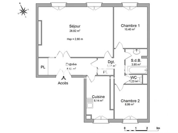 Location Appartement 3 pièces 74.97 m² - 20 RUE COLBERT Brest 29200