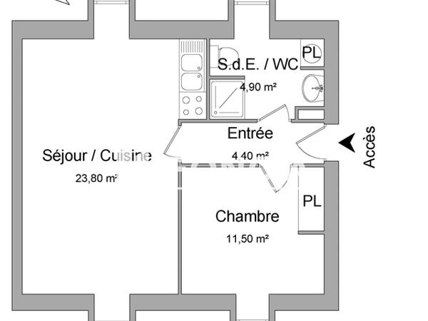 Location Appartement 2 pièces 44.6 m² - 2 RUE DES BENEDICTINS Vitre 35500