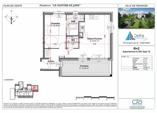 Appartement à vendre    2 pièces • 50,08 m2 Rédange