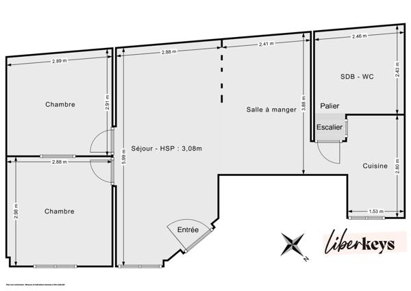 Charmant 3 pièces esprit loft avec double séjour