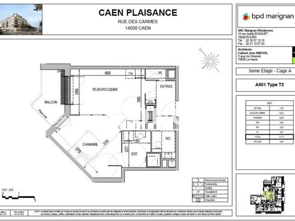 Location Appartement 2 pièces 41.17 m² - 21BIS - 23 RUE DE LA MISERICORDE Caen 14000