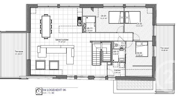 Appartement F4 à vendre  4 pièces - 132 m2 NEUVECELLE - 74