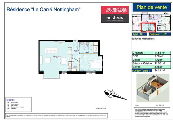 Programme neuf Appartements CALAIS-NORD avec place de parking du RDC au R+3 avec ascenseur Calais T3 de 68.59 m2 Possibilité Défiscalisation JEANBRUN
