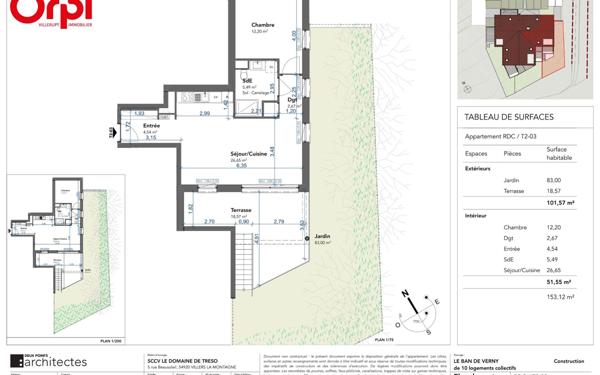 Appartement à vendre    2 pièces • 52 m2 Verny